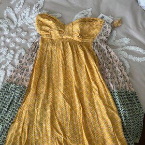 Free People Yellow and Multi-Color Mini Dress